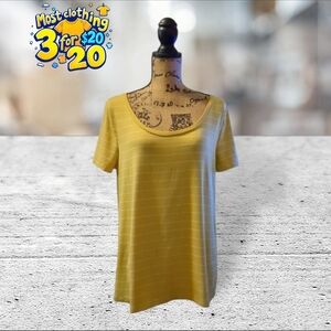 Old navy stretch yellow with white striped tshirt size XL